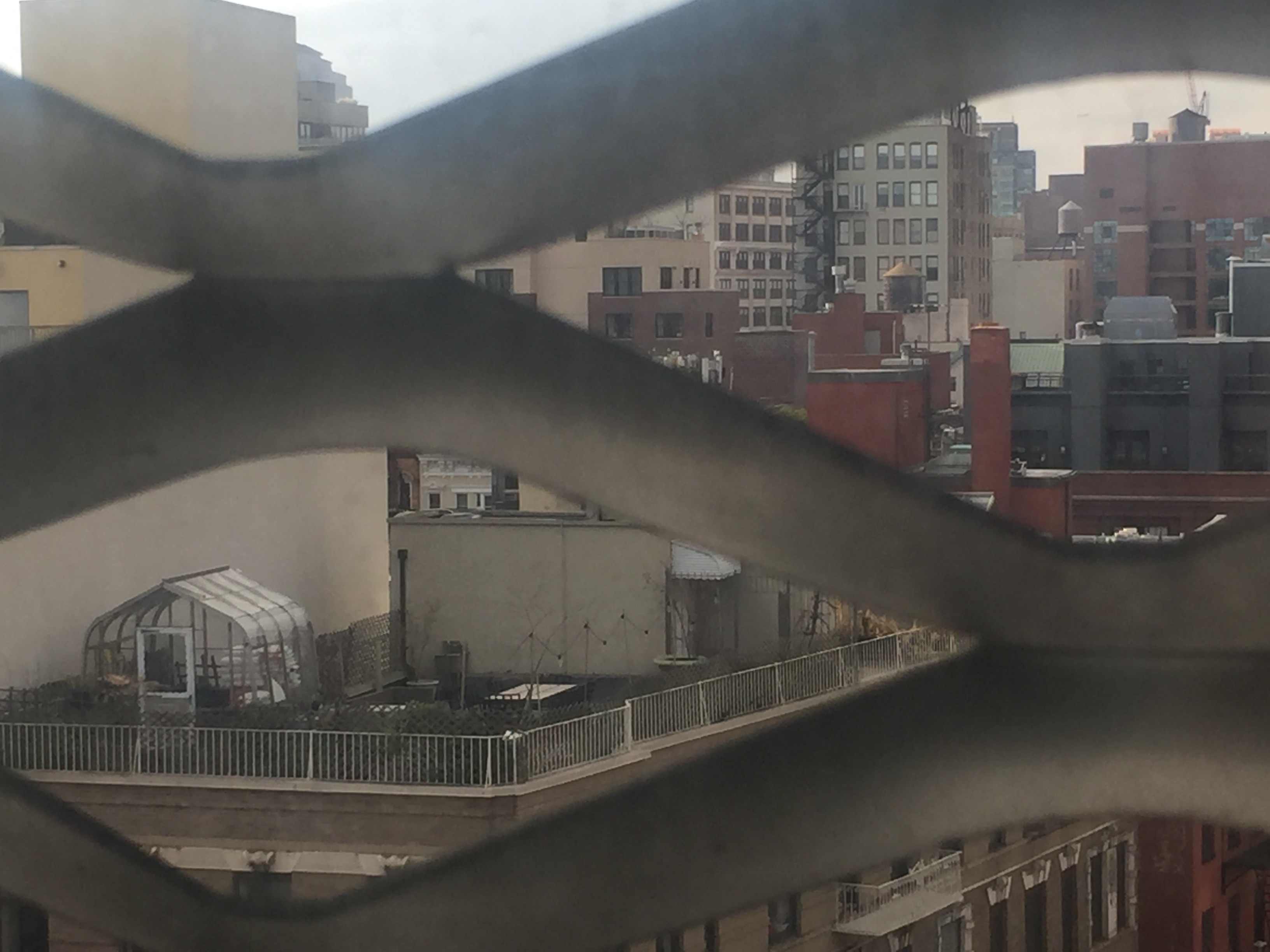 Blick aus einem Fenster auf der Suche nach urban space in NYC - Dachgarten entdeckt!